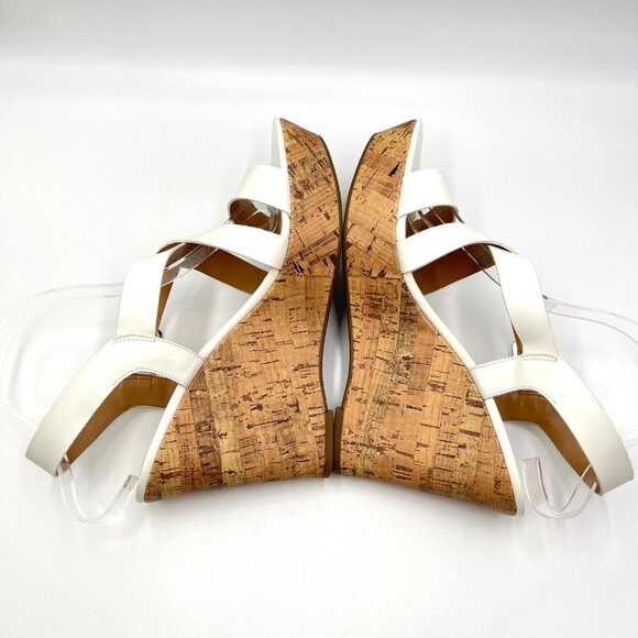 Franco Sarto Womens Size‎ 10 Stallion White Faux Leather Wedges Sandals Shoes - Picture 8 of 15